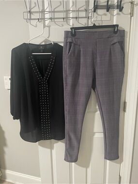 Plaid Pants - Black/Gray trending pattern Bae City stretch 2x with JM Collection